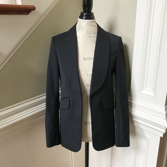 Zadig & Voltaire Date Open Front Blazer Jacket Womens 34 Small Black Gabardine - Picture 3 of 14